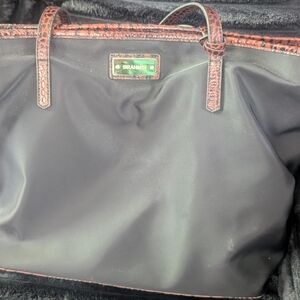 Brahmin Black Tote Bag with Brown Accents